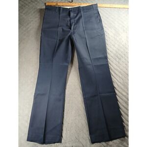 NEW DeeCee Navy Blue Work Pants Mens Flat Front Straight Leg Twill Trousers35x31
